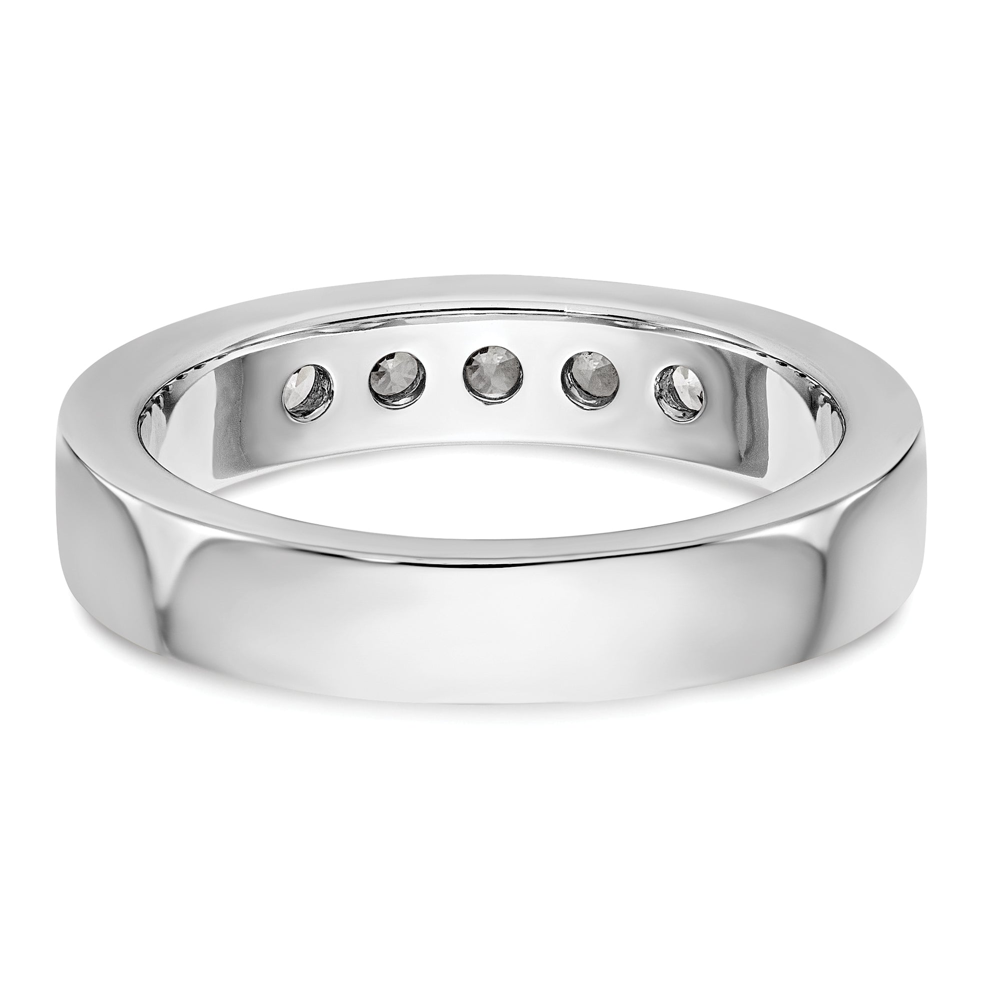14K White Gold 5 Stone 1/2 Carat Round Diamond Complete Channel Band