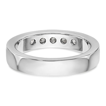 14K White Gold 5 Stone 1/2 Carat Round Diamond Complete Channel Band