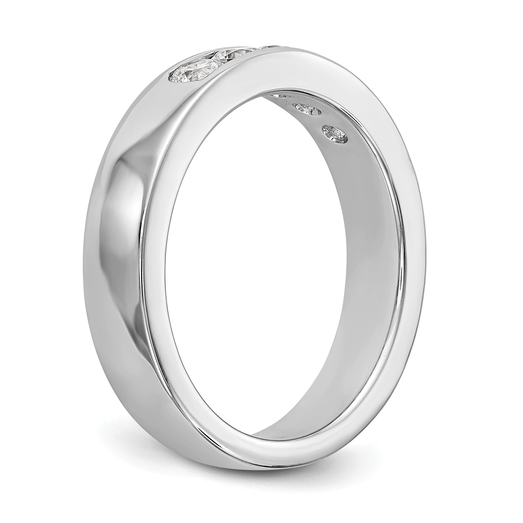 14K White Gold 5 Stone 1/2 Carat Round Diamond Complete Channel Band