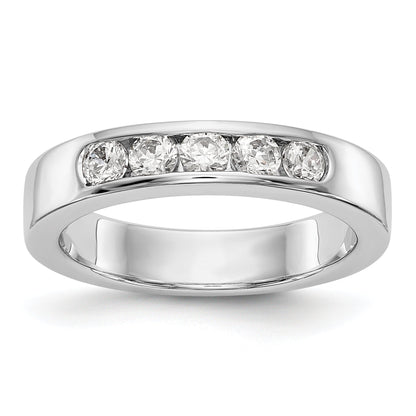 14K White Gold 5 Stone 1/2 Carat Round Diamond Complete Channel Band