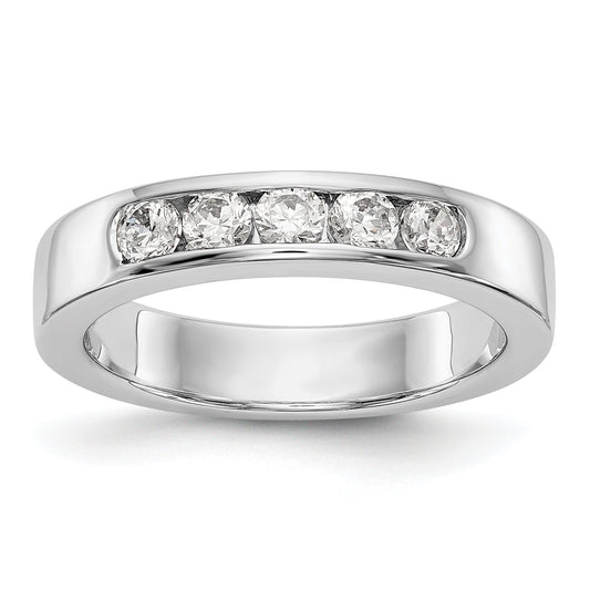 14K White Gold 5 Stone 1/2 Carat Round Diamond Complete Channel Band