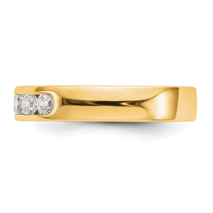0.47ct. CZ Solid Real 14K Yellow Gold 5-Stone Channel Wedding Band Ring