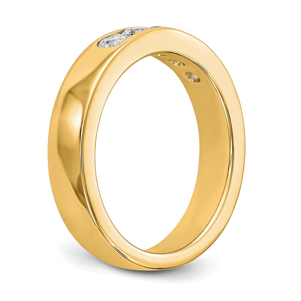 0.47ct. CZ Solid Real 14K Yellow Gold 5-Stone Channel Wedding Band Ring