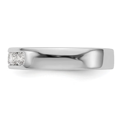 14K White Gold 5 Stone 1/2 Carat Round Diamond Complete Channel Band