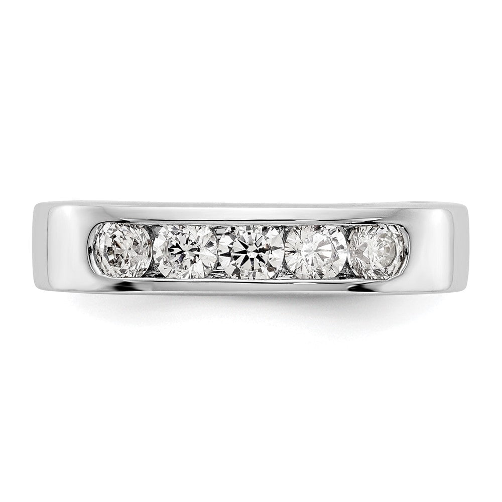 14K White Gold 5 Stone 1/2 Carat Round Diamond Complete Channel Band