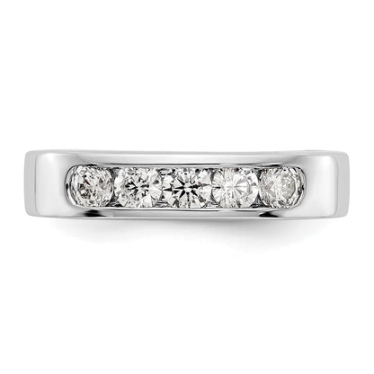 14K White Gold 5 Stone 1/2 Carat Round Diamond Complete Channel Band