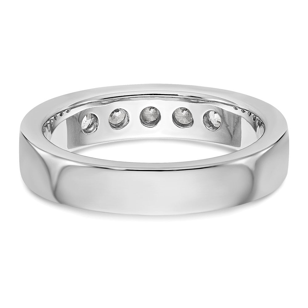 14K White Gold 5 Stone 1/2 Carat Round Diamond Complete Channel Band