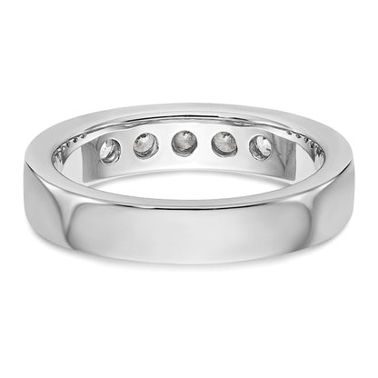 14K White Gold 5 Stone 1/2 Carat Round Diamond Complete Channel Band
