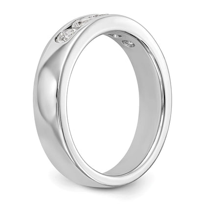 14K White Gold 5 Stone 1/2 Carat Round Diamond Complete Channel Band