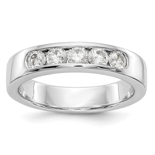 14K White Gold 5 Stone 1/2 Carat Round Diamond Complete Channel Band