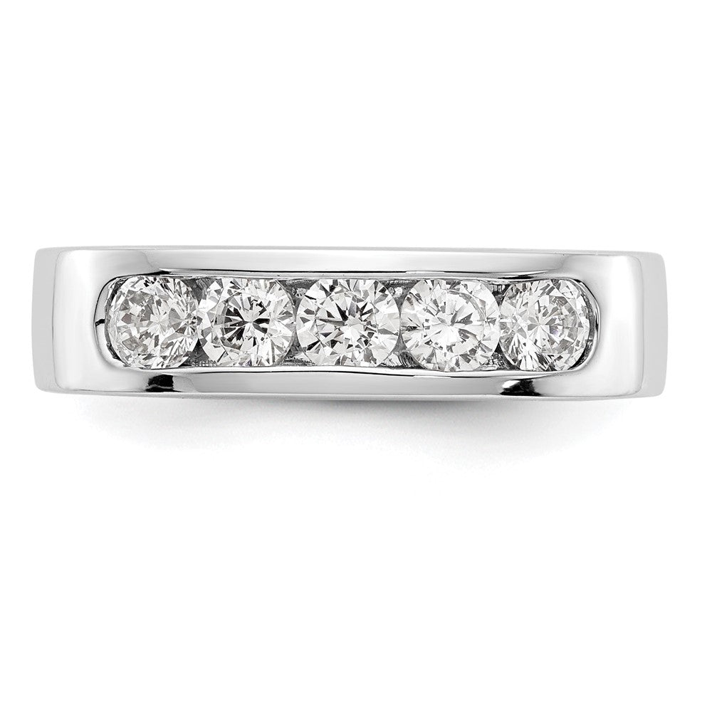 14K White Gold 5 Stone 3/4 Carat Round Diamond Complete Channel Band
