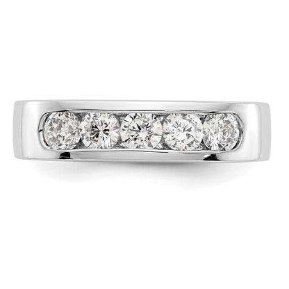 14K White Gold 5 Stone 3/4 Carat Round Diamond Complete Channel Band
