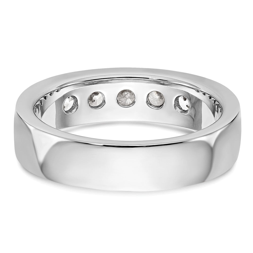 14K White Gold 5-Stone Real Diamond Channel Band