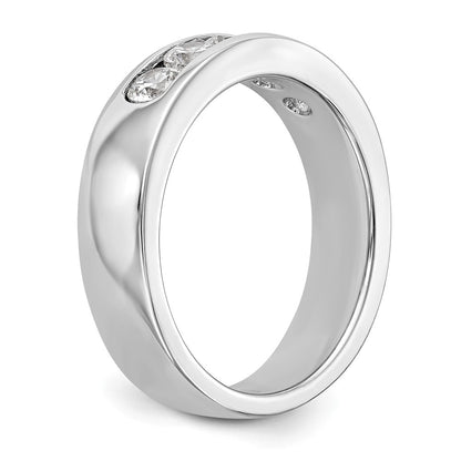 14K White Gold 5-Stone Real Diamond Channel Band