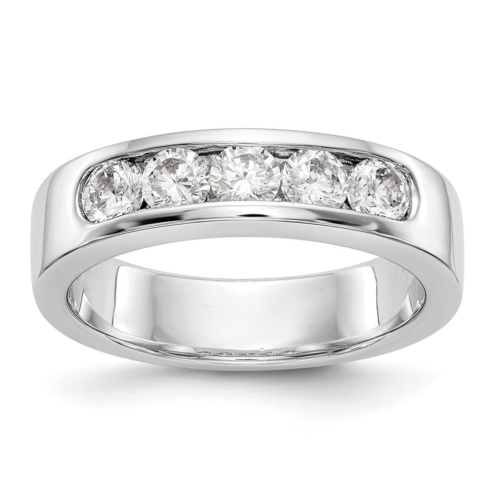 14K White Gold 5-Stone Real Diamond Channel Band