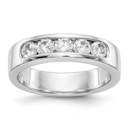 14K White Gold 5-Stone Real Diamond Channel Band