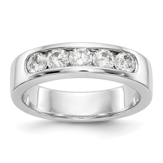 14K White Gold 5-Stone Real Diamond Channel Band