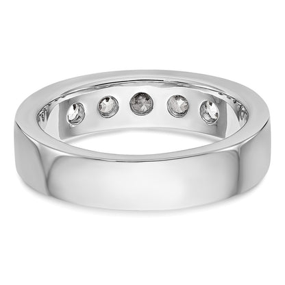 14K White Gold 5 Stone 1 Carat Round Diamond Complete Channel Band