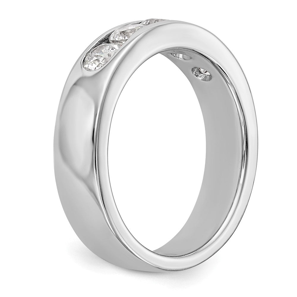 14K White Gold 5 Stone 1 Carat Round Diamond Complete Channel Band