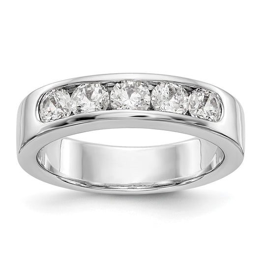 14K White Gold 5 Stone 1 Carat Round Diamond Complete Channel Band