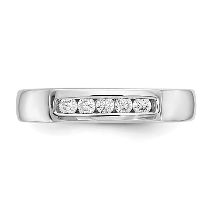 14K White Gold 5-Stone Real Diamond Channel Band