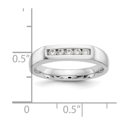14K White Gold 5-Stone Real Diamond Channel Band