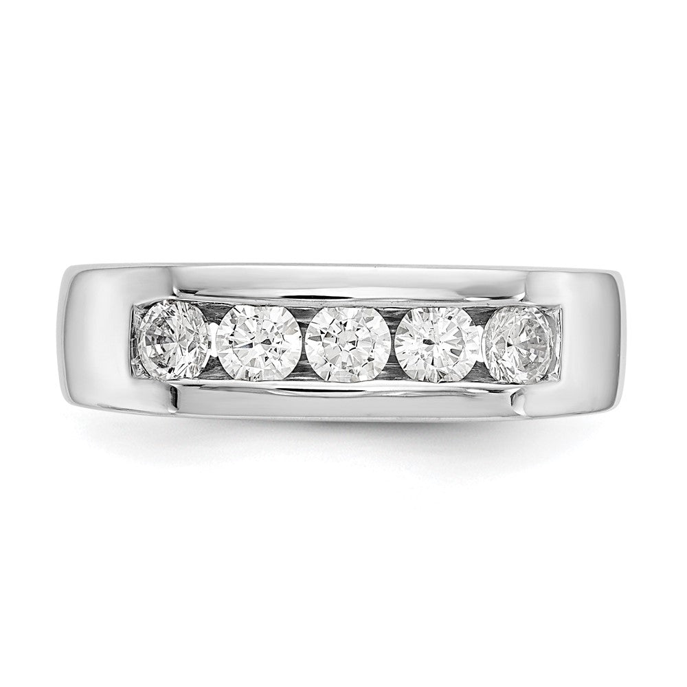14K White Gold 5-Stone Real Diamond Channel Band