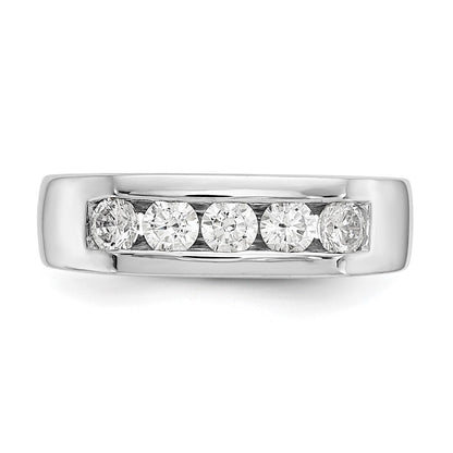 14K White Gold 5-Stone Real Diamond Channel Band