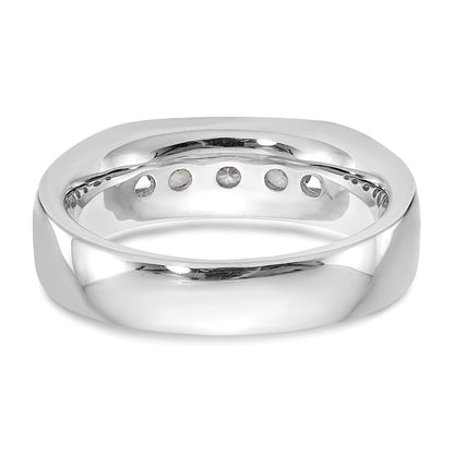 14K White Gold 5-Stone Real Diamond Channel Band