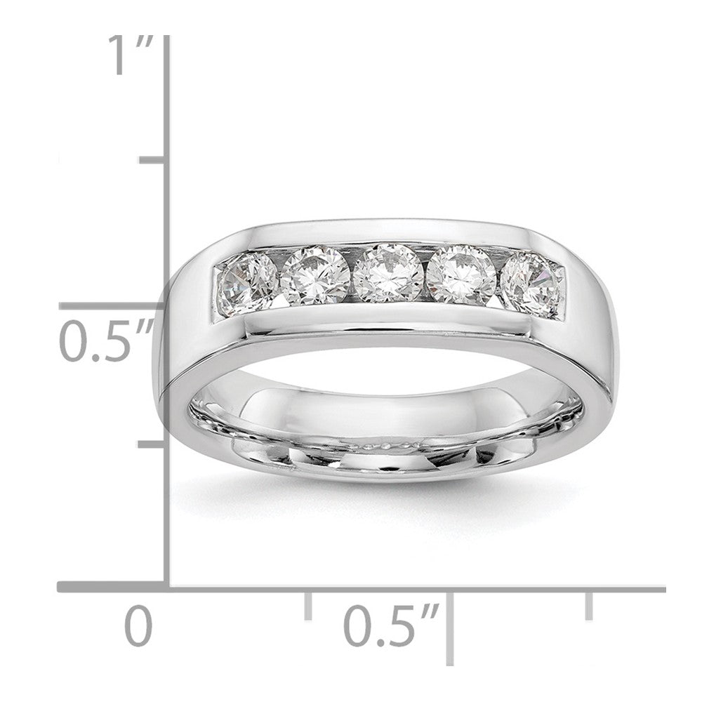 14K White Gold 5-Stone Real Diamond Channel Band