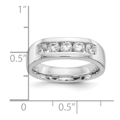 14K White Gold 5-Stone Real Diamond Channel Band