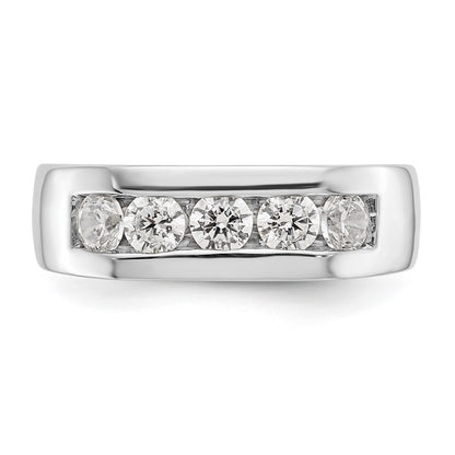 14K White Gold 5-Stone Real Diamond Channel Band