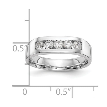 14K White Gold 5-Stone Real Diamond Channel Band