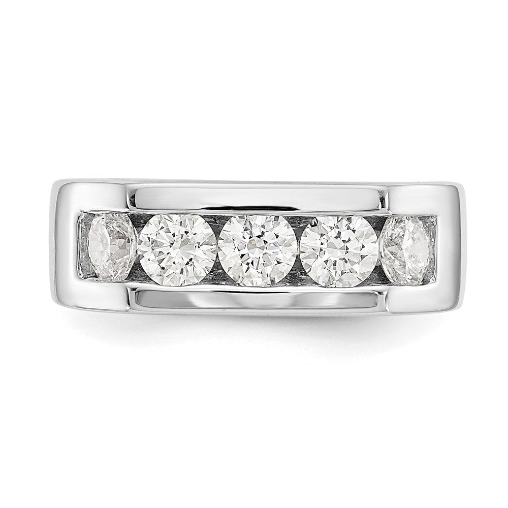 14K White Gold 5-Stone Real Diamond Channel Band