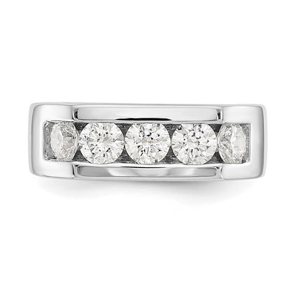 14K White Gold 5-Stone Real Diamond Channel Band