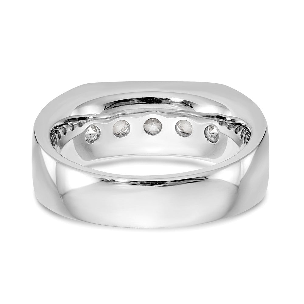 14K White Gold 5-Stone Real Diamond Channel Band