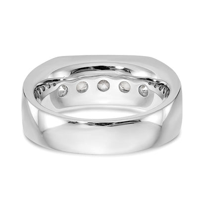 14K White Gold 5-Stone Real Diamond Channel Band