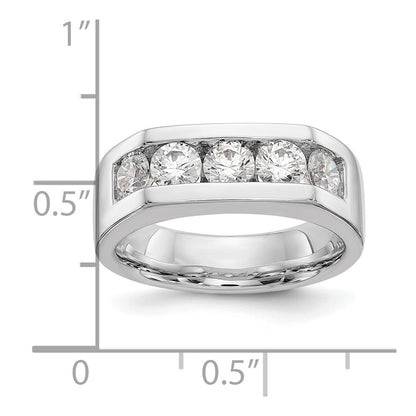14K White Gold 5-Stone Real Diamond Channel Band