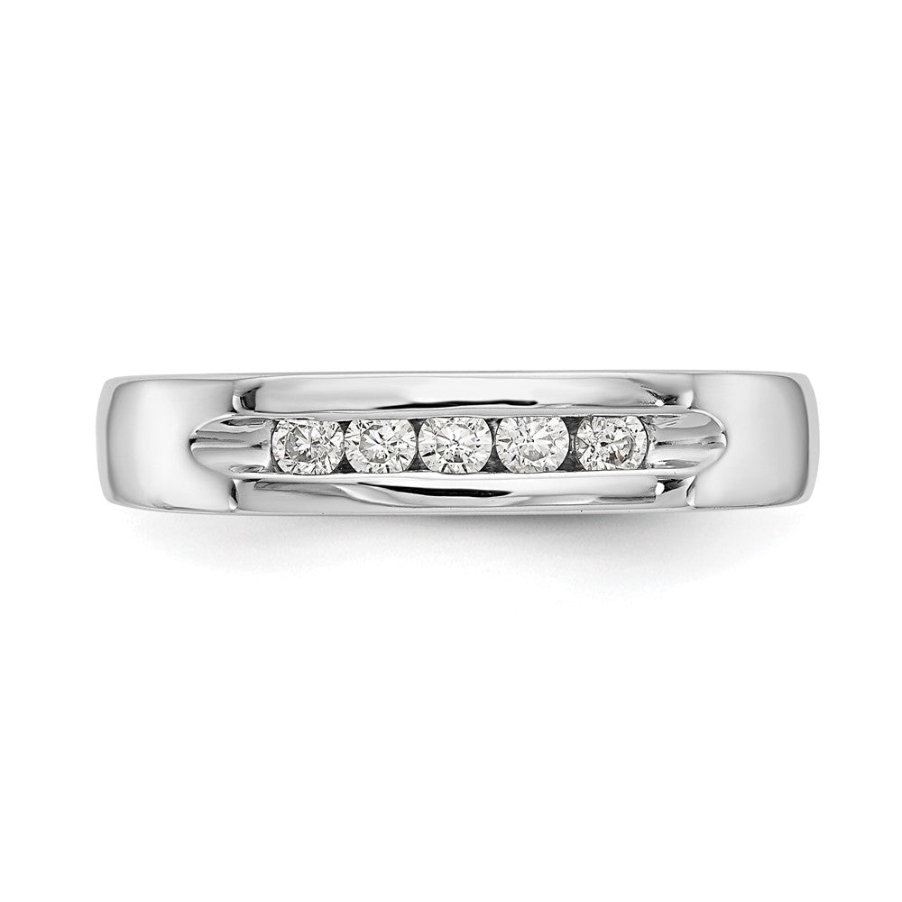 14K White Gold 5-Stone Real Diamond Channel Band