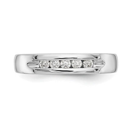 14K White Gold 5-Stone Real Diamond Channel Band