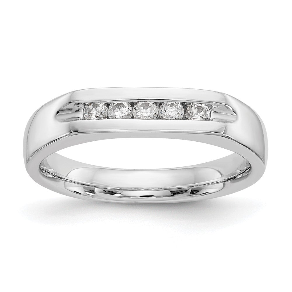 14K White Gold 5-Stone Real Diamond Channel Band