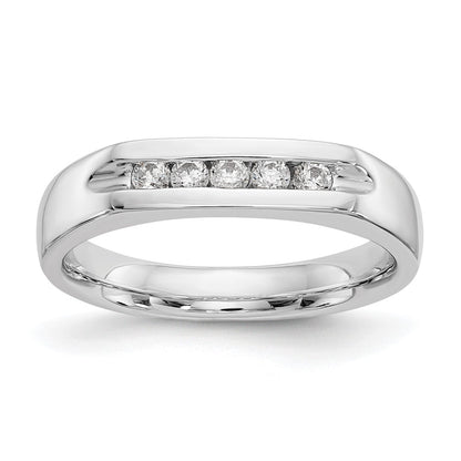 14K White Gold 5-Stone Real Diamond Channel Band