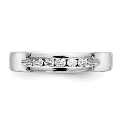 14K White Gold 5-Stone Real Diamond Channel Band