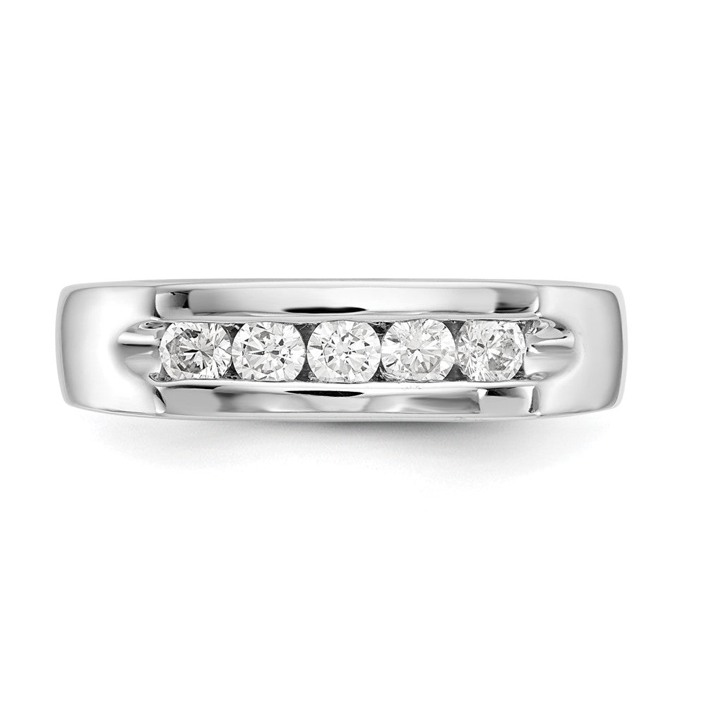 14K White Gold 5-Stone Real Diamond Channel Band