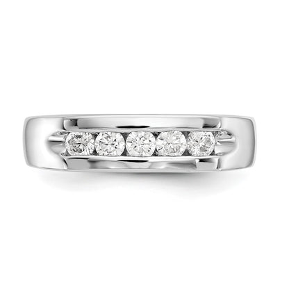 14K White Gold 5-Stone Real Diamond Channel Band