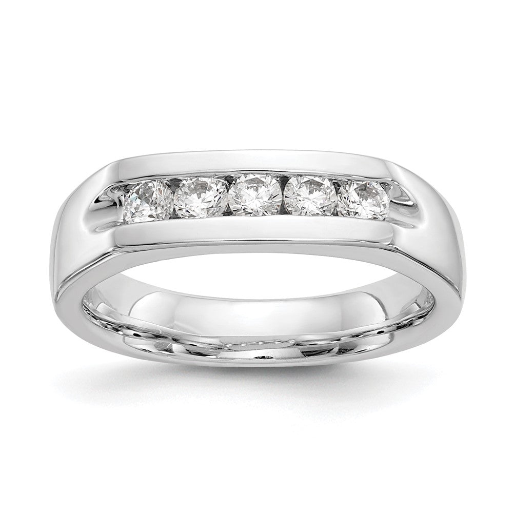 14K White Gold 5-Stone Real Diamond Channel Band