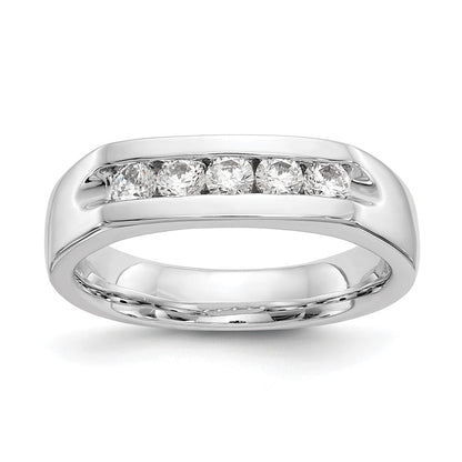 14K White Gold 5-Stone Real Diamond Channel Band