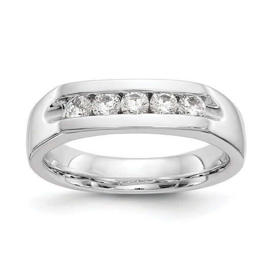 14K White Gold 5-Stone Real Diamond Channel Band