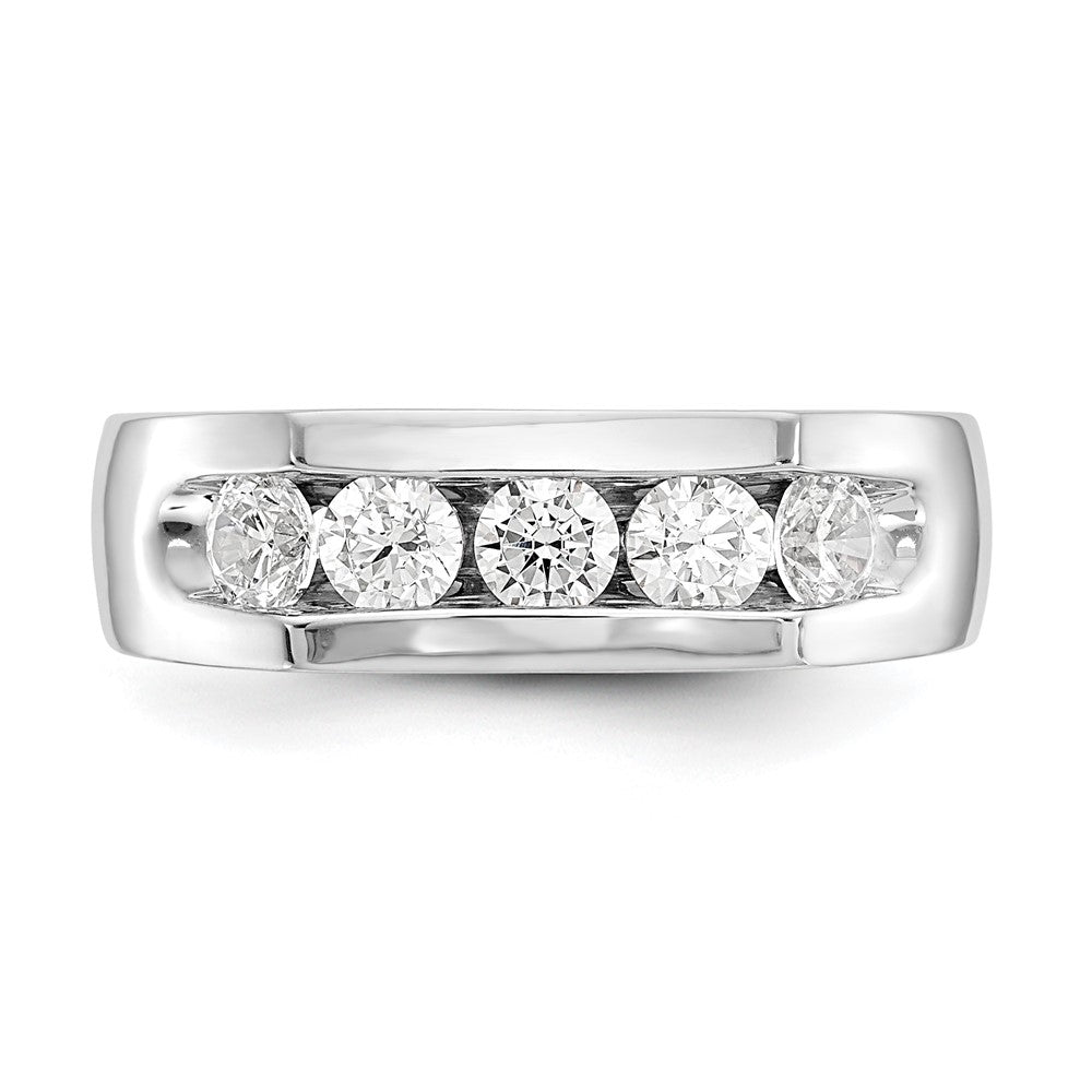 14K White Gold 5 Stone 3/4 Carat Round Diamond Complete Channel Band