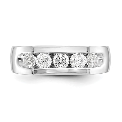 14K White Gold 5 Stone 3/4 Carat Round Diamond Complete Channel Band